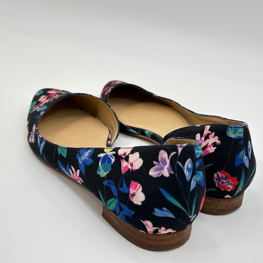 Talbots Floral D'Orsay Flats Black Pointed Toe Ballet Shoes Size 8 Elegant - Picture 5 of 9